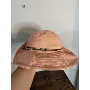 San Diego Hat Company Woven Sun Hat Adjustable Orange UPF50+ Beach Beaded